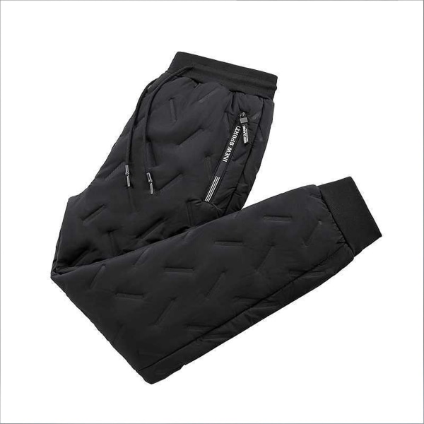 20% Off-men Vinter Fleecebyxor Vattentät Håll Varm Svart Förtjocka Med Fickor Grå Polyester Fiber Herr Joggingbyxor Träningsbyxor CMK Black 2XL