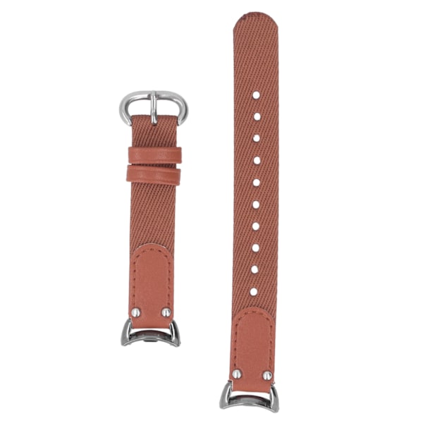 Breathable Soft Canvas PU Leather Sports Watch Strap Replacement Wristband for Mi Band 8 NFC in Caramel Brown