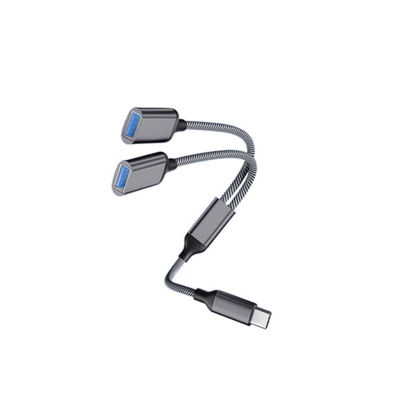 Typ-C - Kaksois-USB 2.0 -sovitin Grå Grå