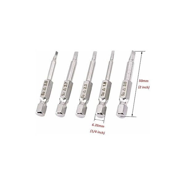5 KPL Kolmionmuotoinen magneettinen ruuvimeisselin kärkisarja S2 teräs 1,8 mm
