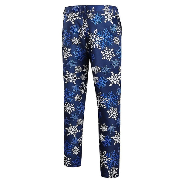 Men's Christmas Print Suit Pants Blue L