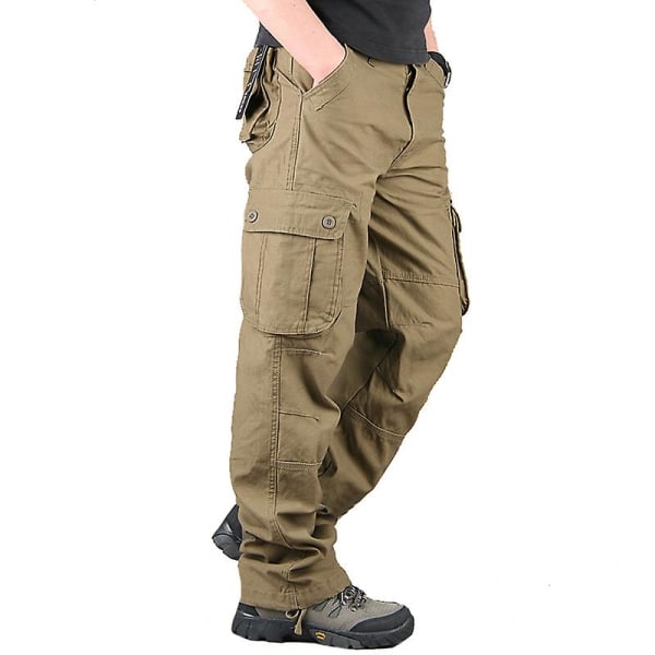 Men's Plain Color Cargo Pants Army Yellow 32