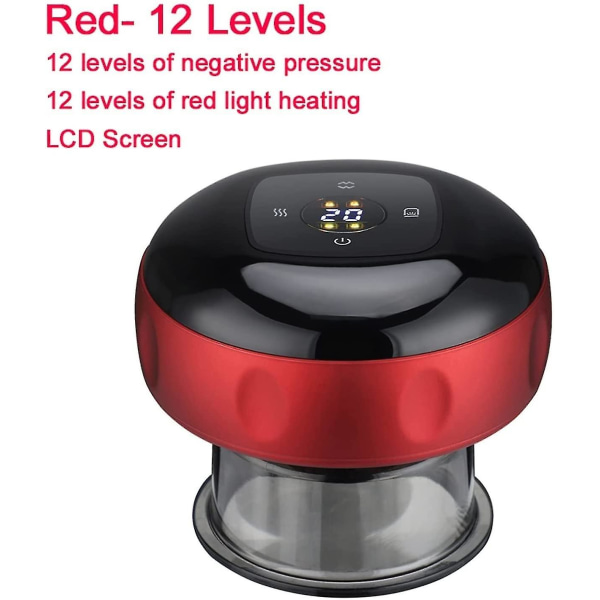 Elektrisk Cupping Massager Med Red Light Vibration red