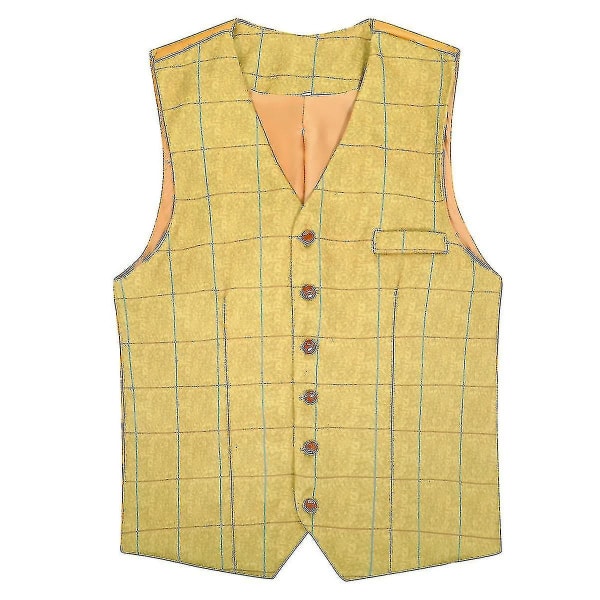 Herre V-hals Plaid Vest Slim Classic Vest (kusai) CMK Yellow S