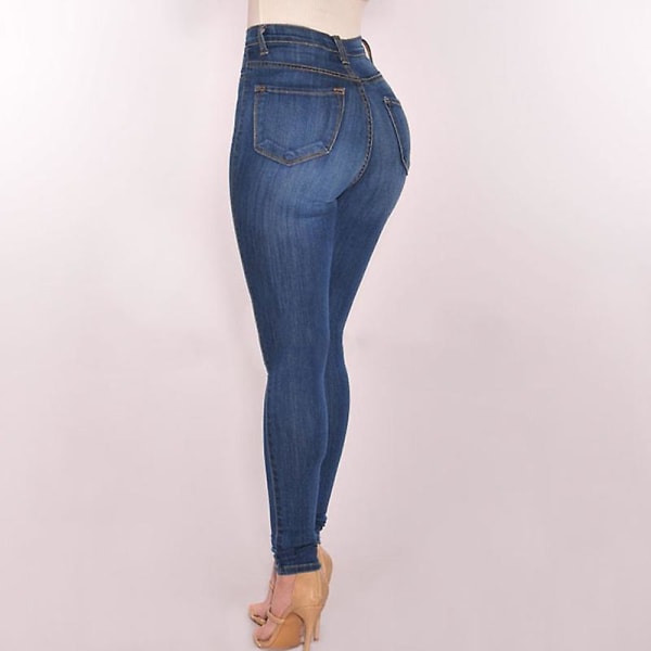 Højtaljede jeans med smal knap til kvinder Light Blue XL