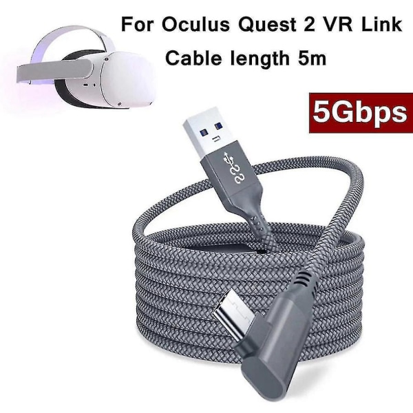 For Oculus Quest 2 Link-kabel 5m Usb 3.0 hurtigladekabler