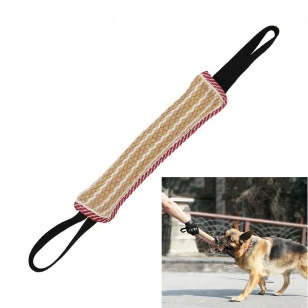 Dog Training Bite Toy Dog Pudding Chewing Stick Jute Pudding with 2 Handles Pulling Game Dog Training (Red Edge)