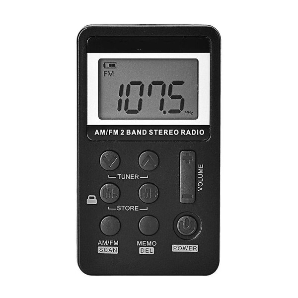 Fickradio FM & AM Radio USB-laddning, Svart