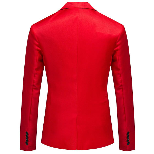 Allthemen Herr Business Casual Enknapps Naggslagsslag Enfärgad kostymjacka CMK Red 2XL