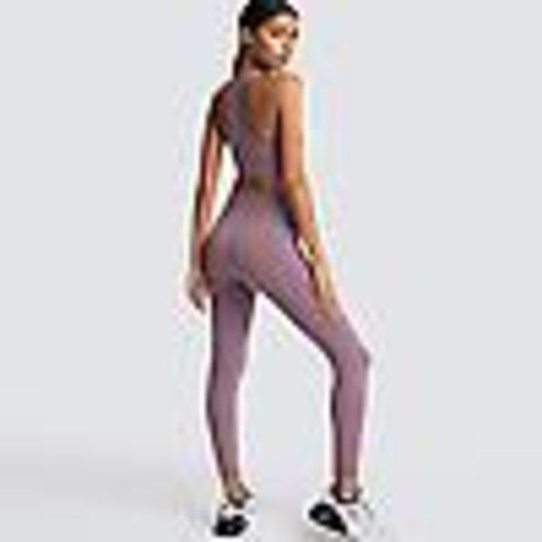 Sömlös stickad yoga bär kvinnors sport bh väst leggings set Light Purple Light Purple L