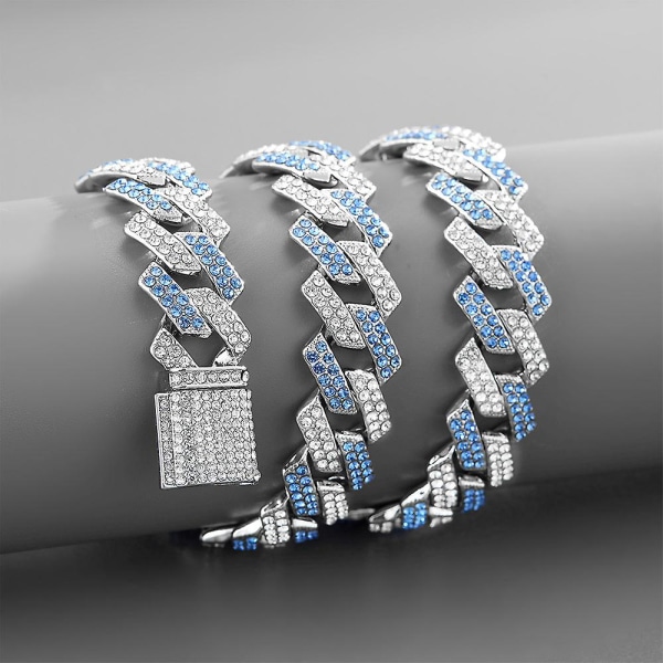 Damhalsband, 18" kubanskt halsband, Bling Blue Diamonds Xq-ps41