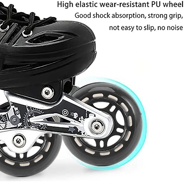 4-pack Inline Skate Hjul Inomhus/Utomhus Ersättningshjul med Kullager 70mm, Svart