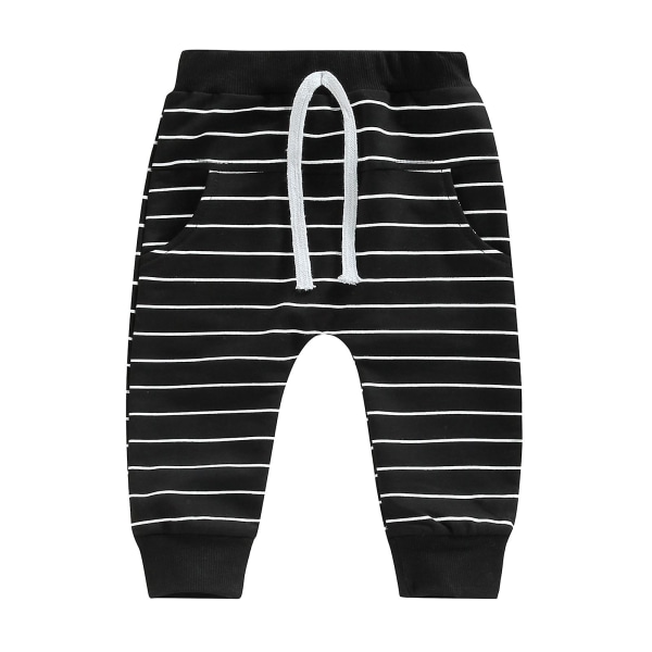 Børn Baby Drenge Bukser Spædbørn Bomuld Harem Bukser Casual Bukser Småbørn Aktive Jogger Bukser CMK Black 0-6 Months