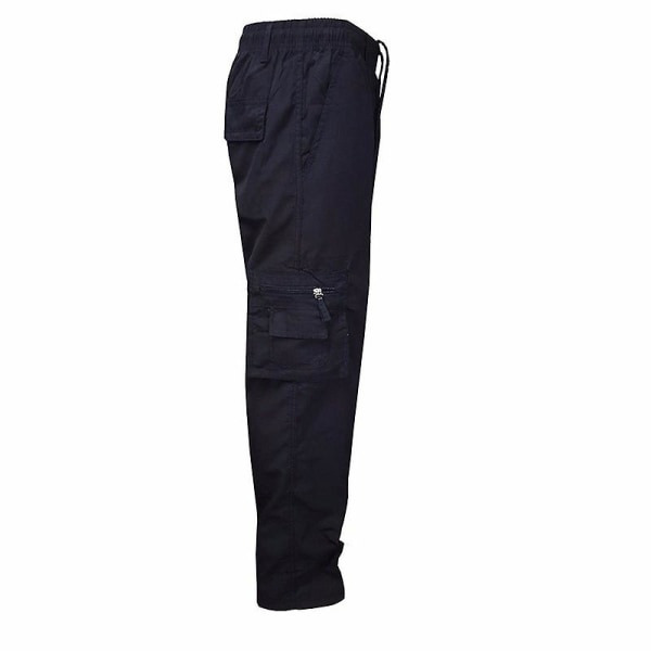 Men's Plain Color Cargo Straight Pants Black 3XL