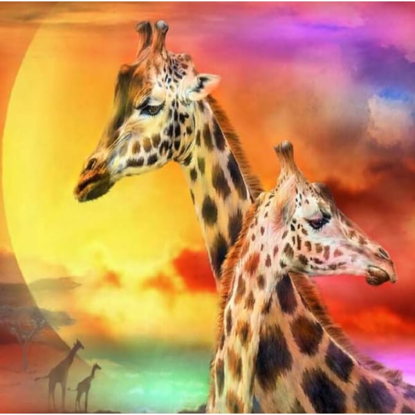 5D DIY Giraffe diamantmaleri (40x50cm)