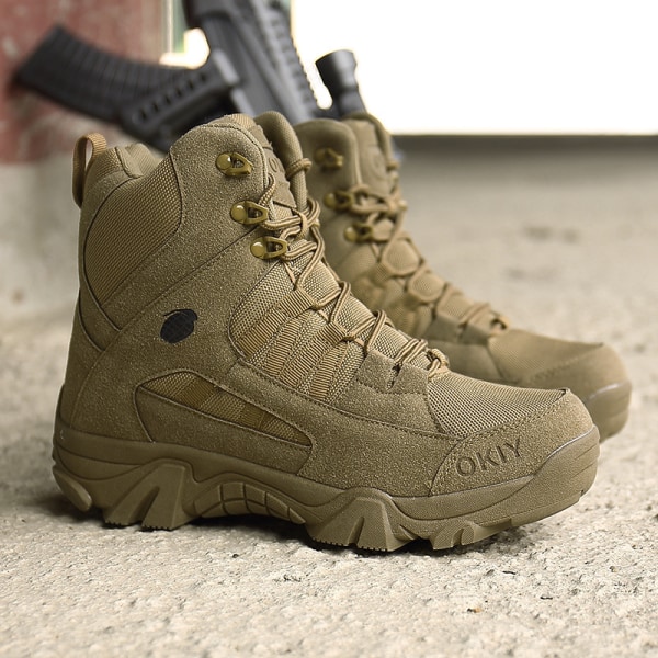 Outdoor waterproof wear-resistant high-top hiking boots brown 46