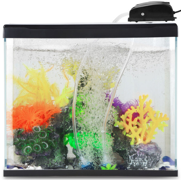 Mini 5W akvarieluftpumpe, stille akvariebobler, iltbeluftningspumpe til lille akvarium, med luftslange, luftsten og kontraventil