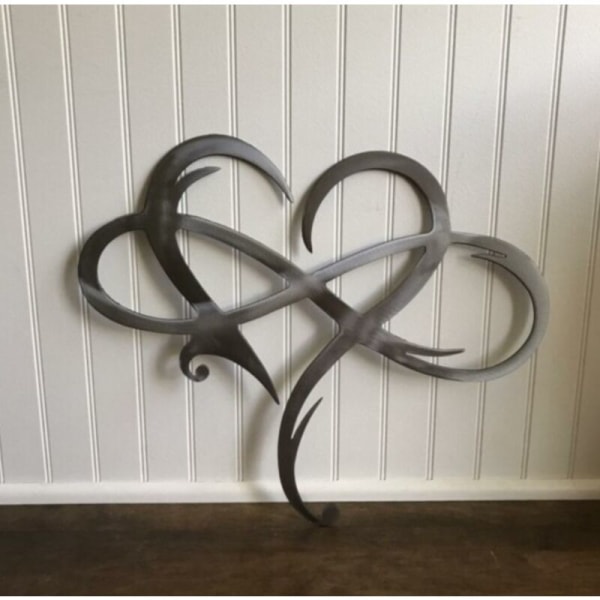 vægbeklædning metalhjerte vægkunst, altid og for evigt elsker hjerteform uendelig symbol gave til hjemmet bryllup valentin dekoration, 30*25cm