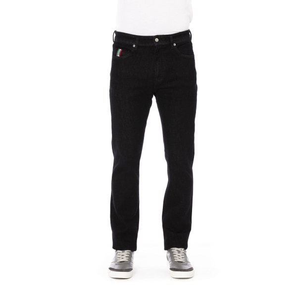 Baldinini Trend Regular Man Jeans with Logo Button and Tricolor Insert - Clothing Pants CMK Black W36 US