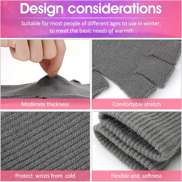 6 par unisex halvfingerhandskar varma