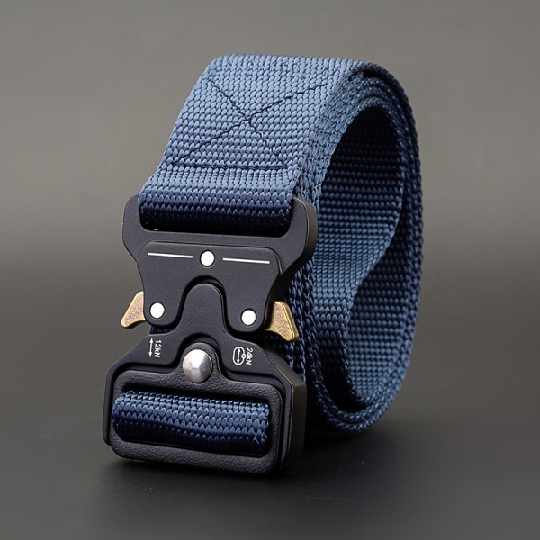 Military Tactical Belt for Men Webbing Nylon Belt Quick Release Buckle Heavy Dark Blue 43.3"