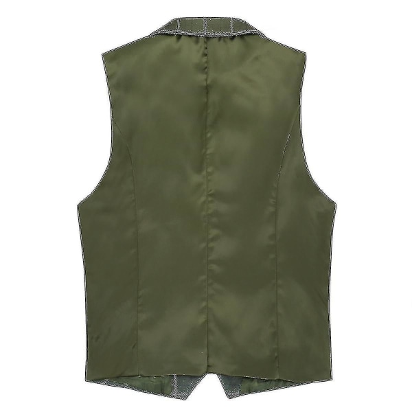 Herre V-hals Plaid Vest Slim Classic Vest (kusai) CMK Green L