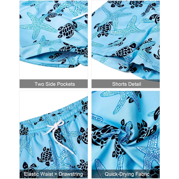 Miesten Havaiji-paita ja shortsit, normaali istuvuus, lyhythihainen, rento, funky, ranta, flamingo-paita S Blue Starfish