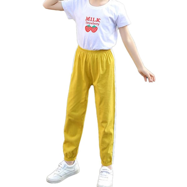 Children's Unisex Striped Loose Lounge Pants Yellow 4-5 Years
