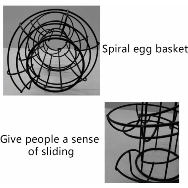 Æggedispenser Spiral Opbevaring, Metal Jern Spiral Æggeholder Æggestativ Køkken Display Stand, til 24 æg (sort)