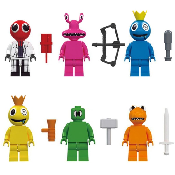 6 stk Rainbow Friends Byggeklosser Minifigurer Monterte leker