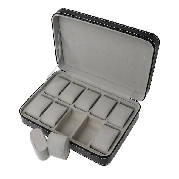 10 fack Watch Zipper Travel Box Läder Display För Väska Organizer Smycken Förvaring