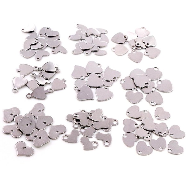 50st Charms 316 Rostfritt stål Solid Lovely Heart Handmade