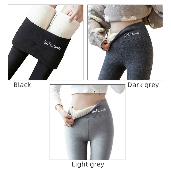 Dame Vinter Sherpa Fleece Fôrede Leggings Termiske Varme Bukser Stretchy Tykk CMK Light grey L