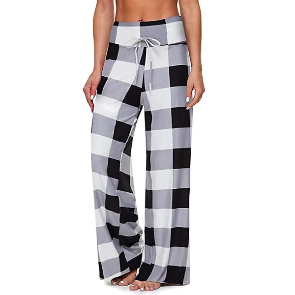 Kvinner Wide Leg Bukser Palazzo Pant Snøring Høy midje Lounge Bukser Beach CMK Black White Gray M