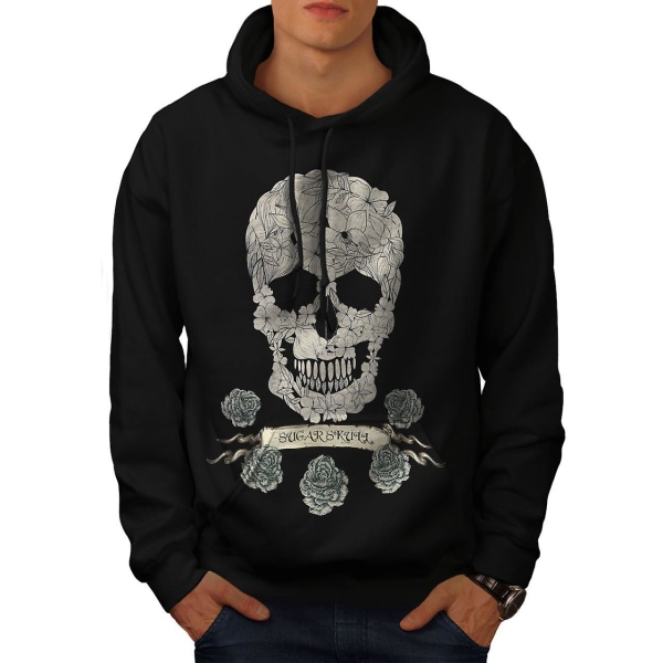 Rose Death Skull Herr BlackHoodie | Wellcoda CMK Black Large