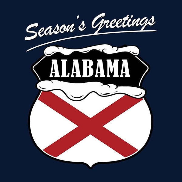 Seasons Greetings Alabama State Flag Christmas Naisten huppari CMK Navy Blue X-Large