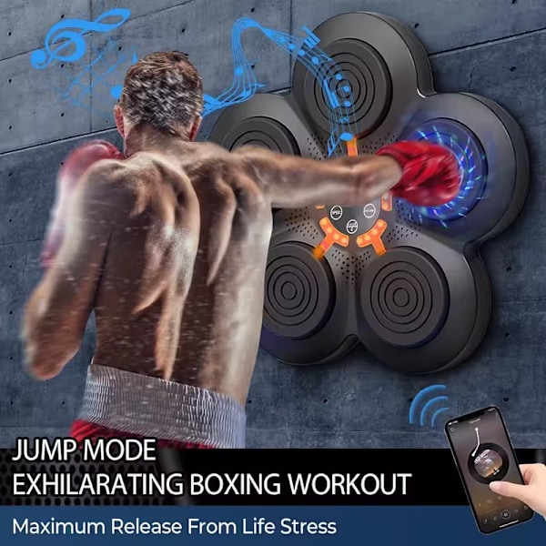 Elektronisk Boksemaskine med Musik, Bærbar Vægmonteret Bluetooth Musik Elektronisk Bokser (Boksemaskiner og Boksehandsker) Adult Boxing Gloves