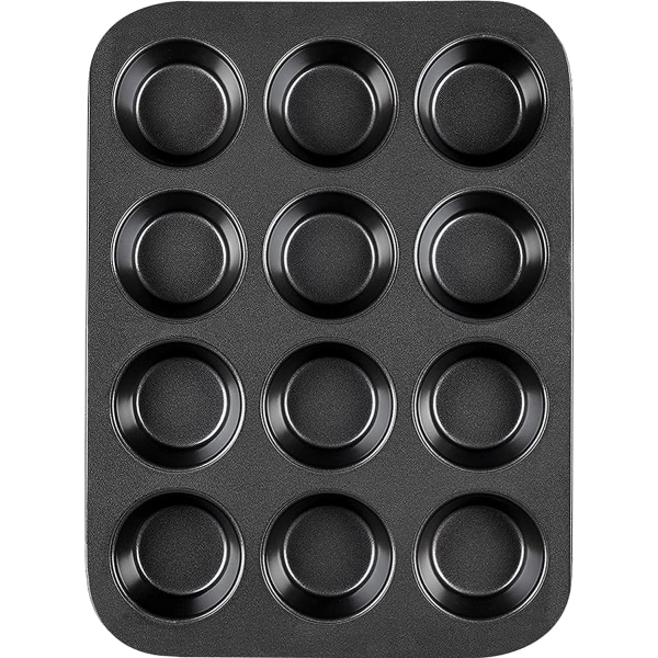 Muffin Tray, Muffin Pan for 12 Muffins, Steel Muffin Pan with A Good Non-Stick Coating, Mini Muffin Pan Optimal Heat Distribution - 36cmx27cm