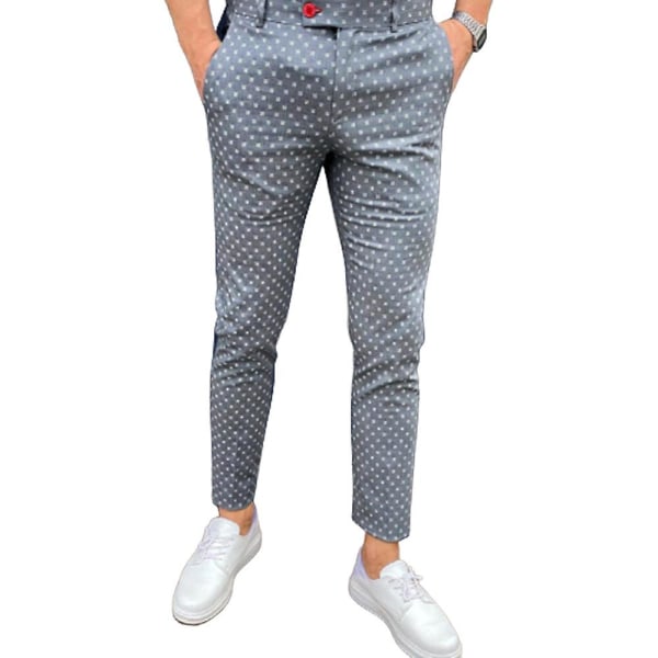 Men's Business Dot Straight Pants Grey 3XL
