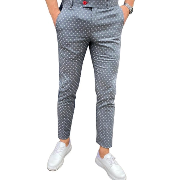 Miesten suorat Business Dot -housut Grey XL