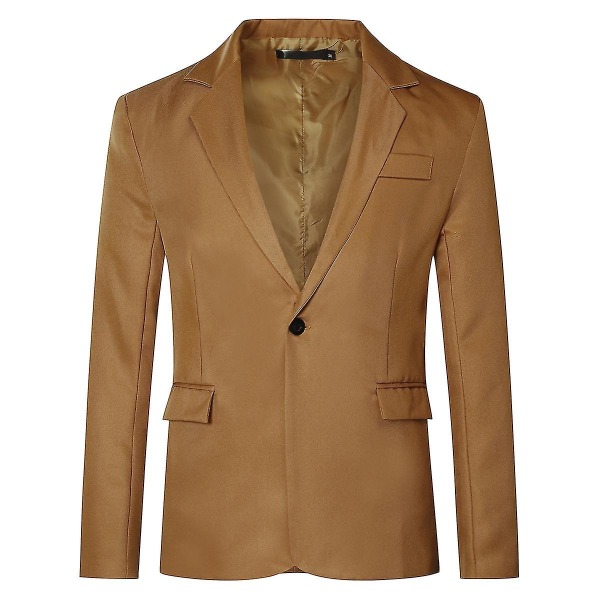 Män Enkelknäppt Casual Suit Toppjacka 6 färger CMK Brown S