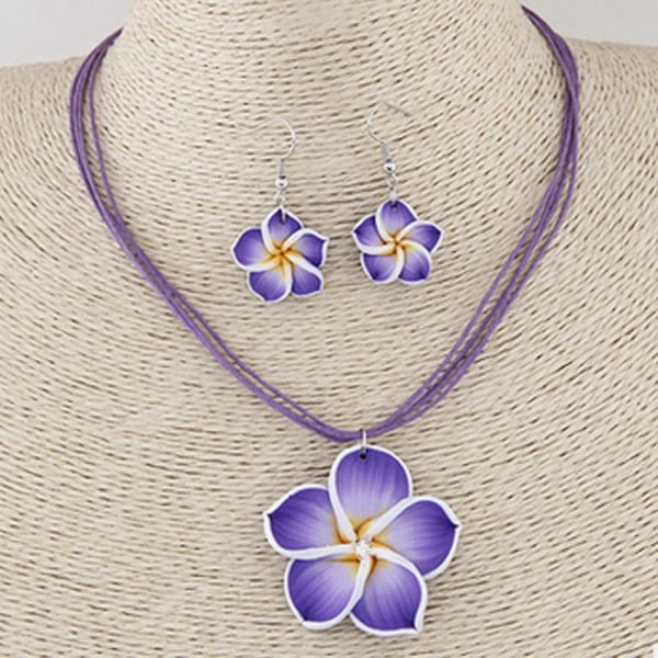 Hawaiian Frangipani Smycken Set Örhängen Halsband