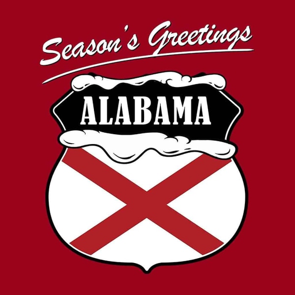 Seasons Greetings Alabama State Flag Christmas Naisten huppari CMK Cherry Red X-Large