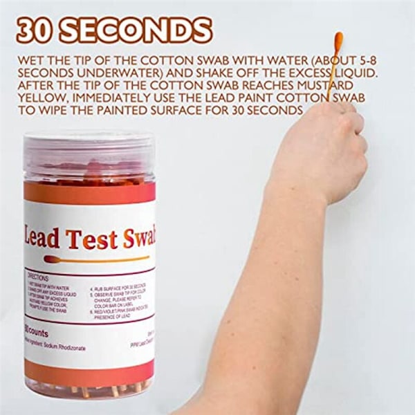 Blyfarvetest Swab Kit: 60 Blytest Kit Swabs, Hjem Blytest Kit, Blytest