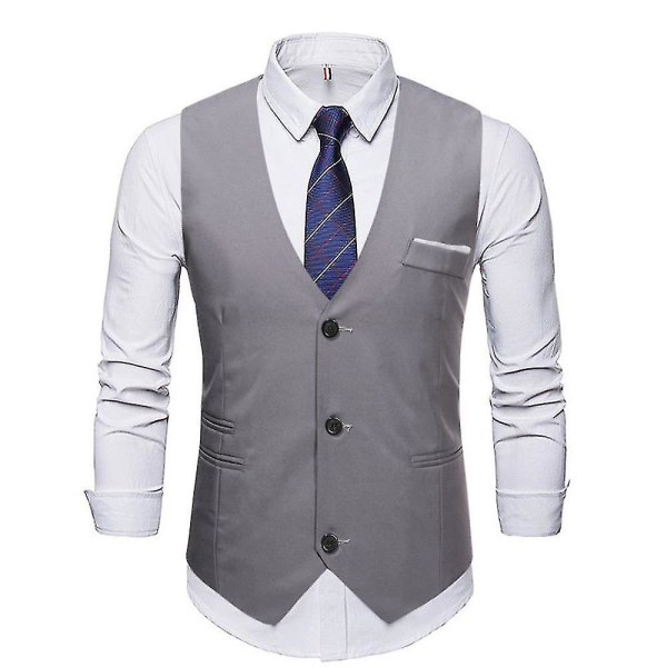 Miesten puku liivi Hihaton Tuxedo-liivi CMK Light Gray L