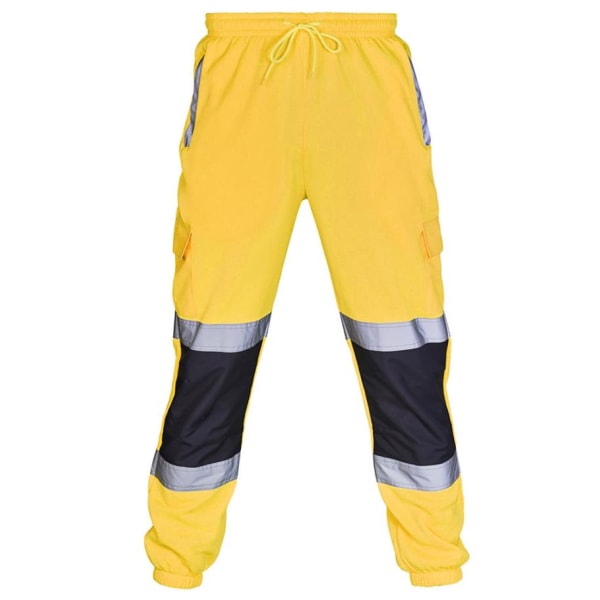 Men's casual pants, overalls with reflective strips and ankles fluorescent green M