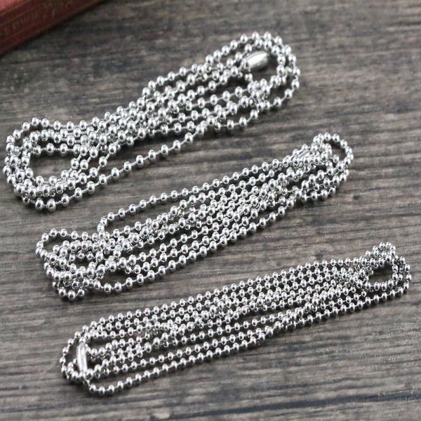 Stainless Steel 5pcs 3Size 1.5&2.0& 2.4mm Beads Necklace70cm