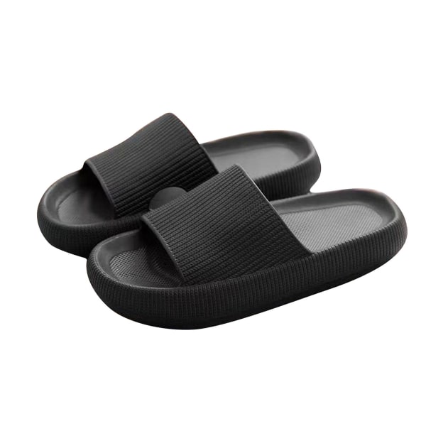 EVA non-slip thick sole super soft slippers Black 36 to 37
