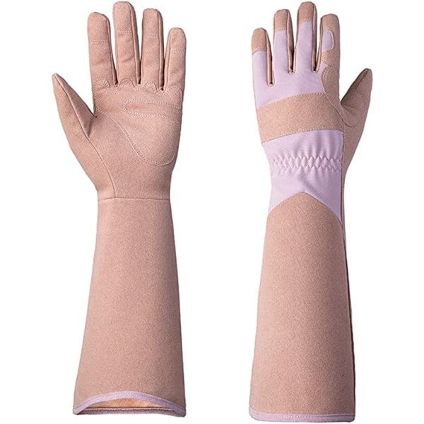 Durable cowhide leather garden work gloves white pink