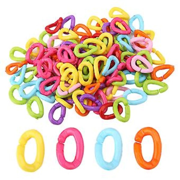 100 stk. Plastikfugl C-clips Kroge Kædeled DIY Papegøjelegetøj Blandede Farver